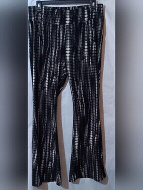 Black Croc-Print Stretch Flare Bottom Pants